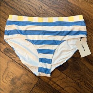 NWT Staud Devon Bikini Bottom, Buttercup Seashore Stripe L